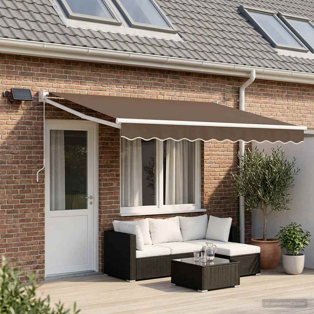 Tenda retrattile manuale con LED Tortora | homemem39
