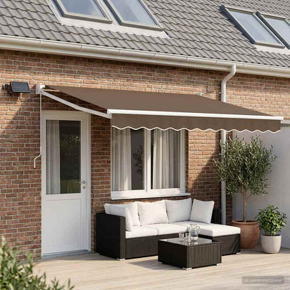 Tenda retrattile manuale con LED Tortora | homemem39