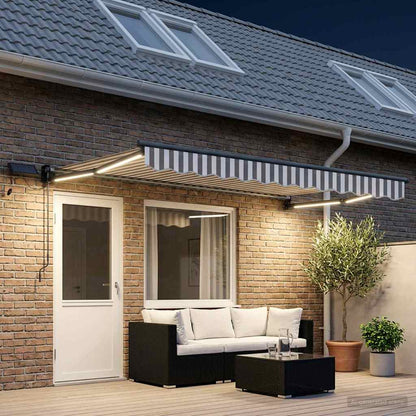Tenda retrattile manuale con LED Grigio chiaro e bianco | homemem39