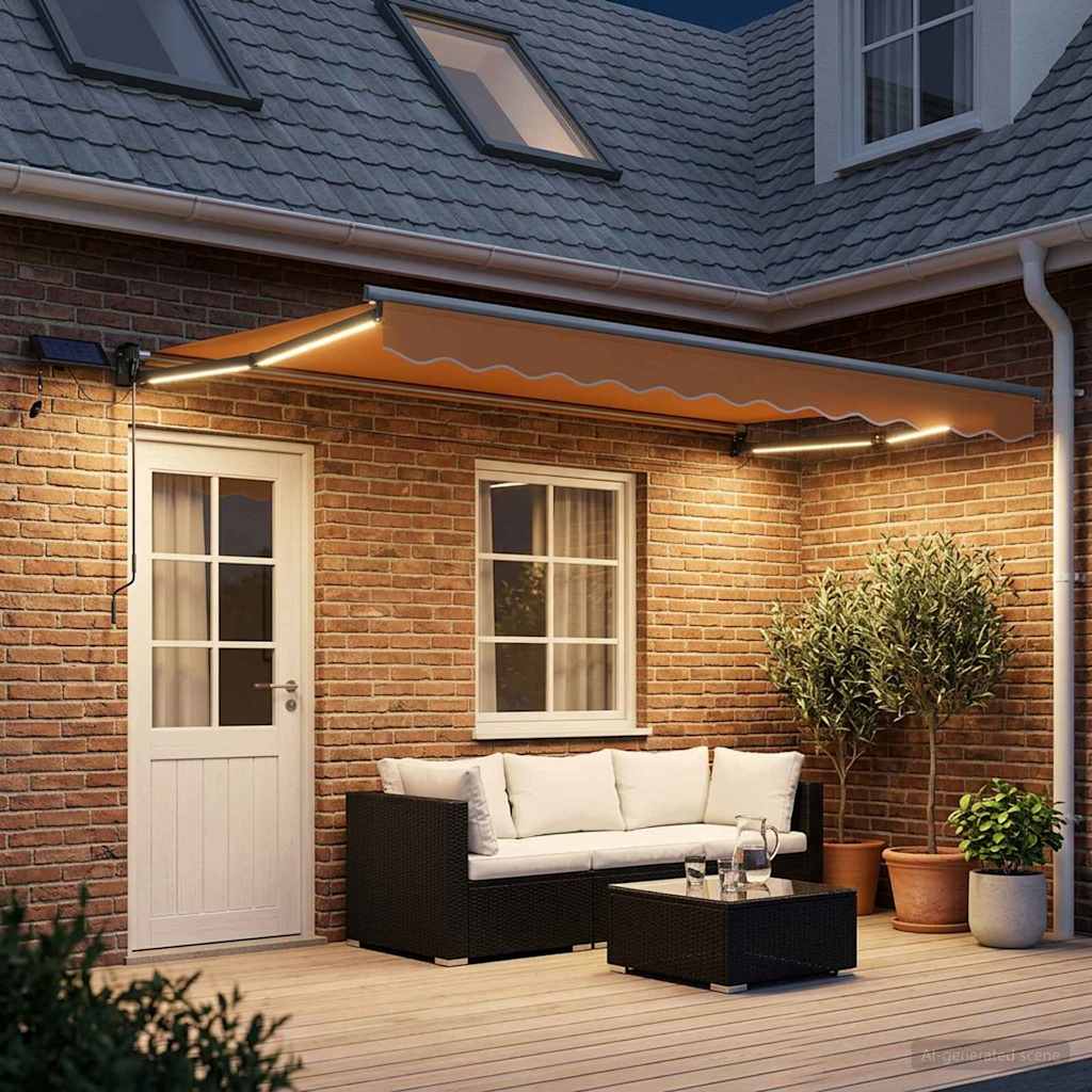 Tenda retrattile manuale con LED Sabbia | homemem39