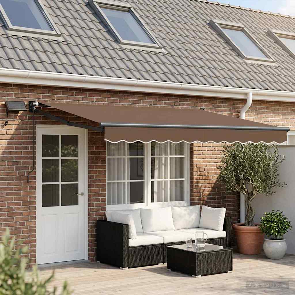 Tenda retrattile manuale con LED Tortora | homemem39