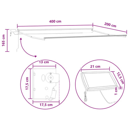 Tenda retrattile manuale con LED Tortora