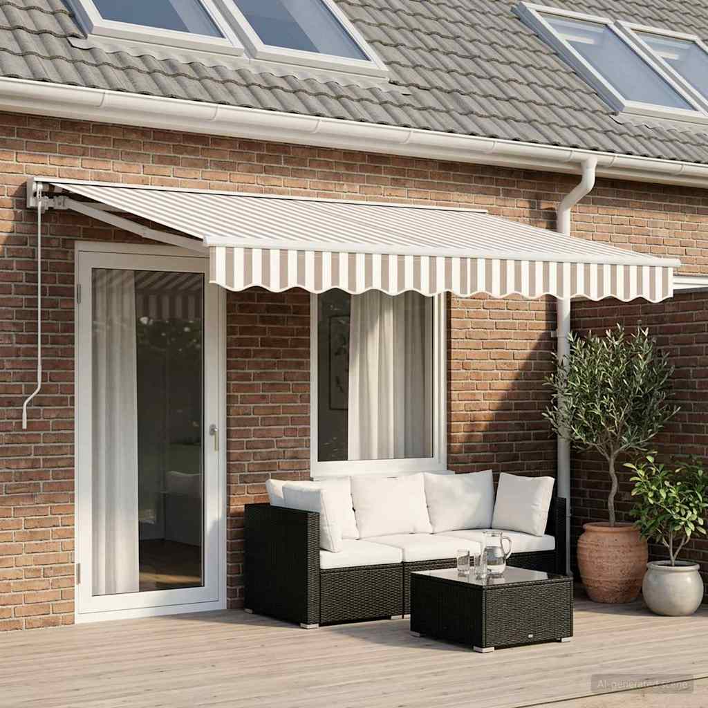Tenda retrattile manuale Grigio chiaro e bianco 5 × 3,5 m | homemem39