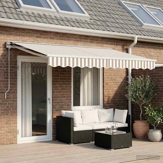 Tenda retrattile manuale Grigio chiaro e bianco 4 × 3,5 m | homemem39