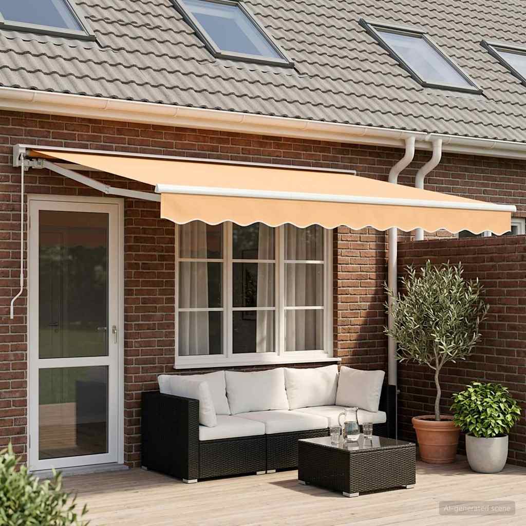 Tenda retrattile manuale Sabbia 4 × 3 m Poliestere e Alluminio | homemem39