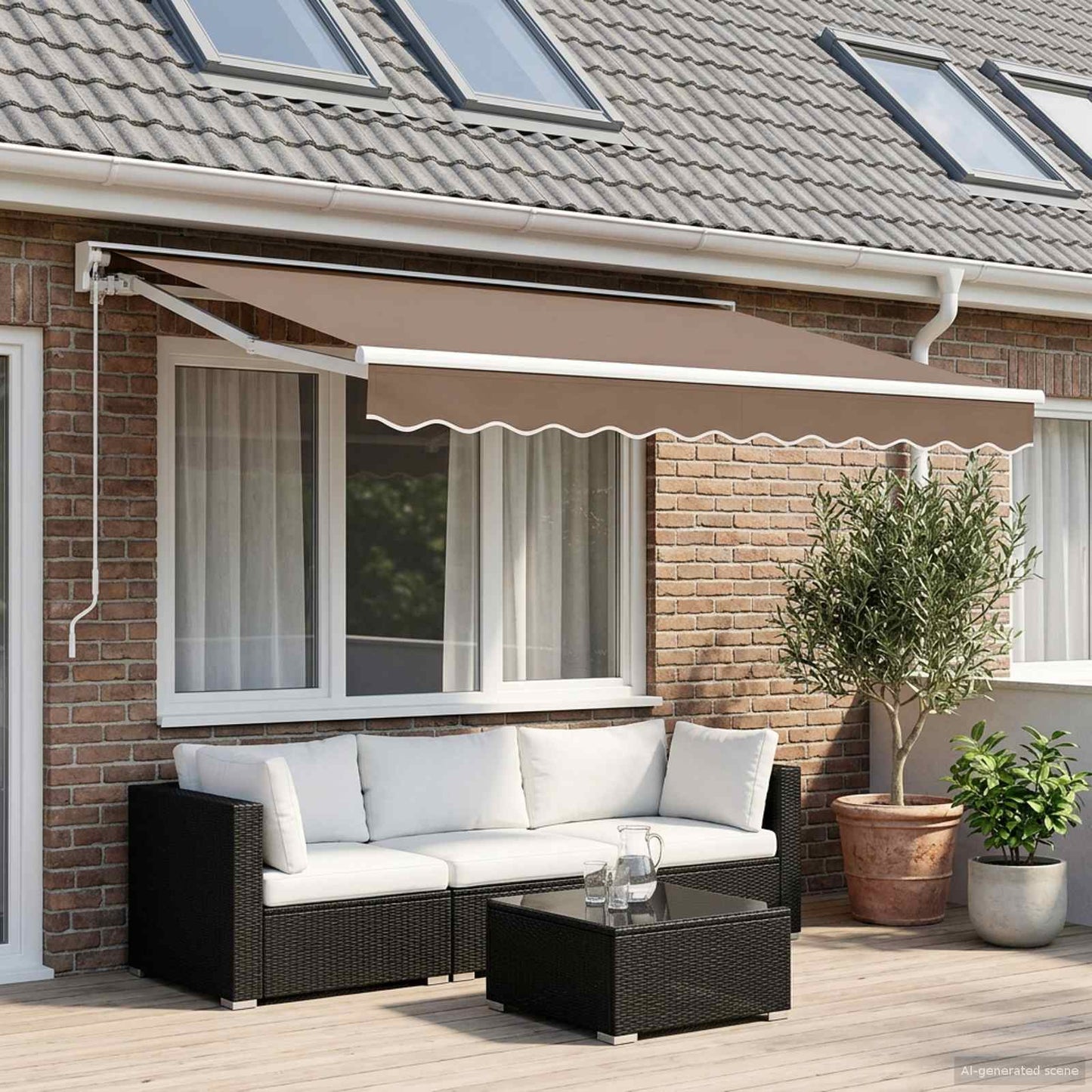 Tenda retrattile Tortora 4 x 2 m Poliestere e Alluminio