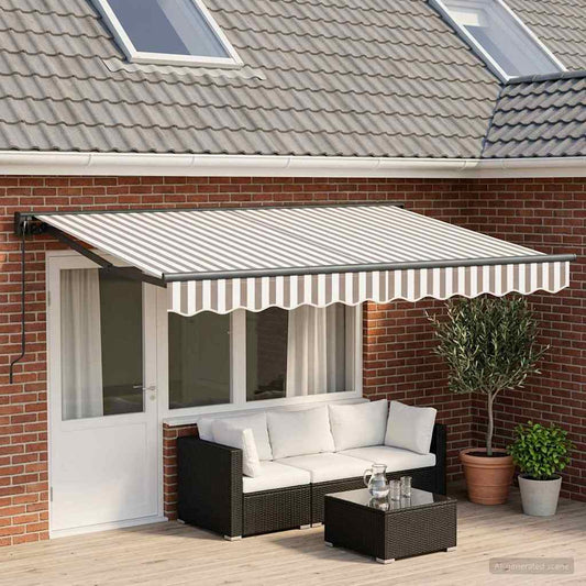 Tenda retrattile manuale Grigio chiaro e bianco 4,5 × 3,5 m | homemem39