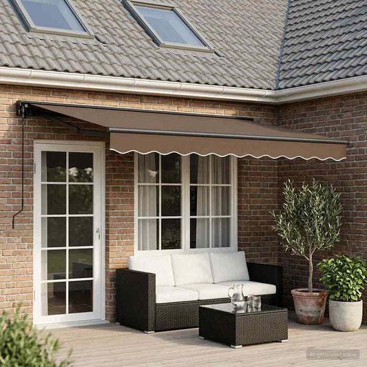 Tenda retrattile manuale Tortora 4 x 2 m Poliestere e Alluminio - homemem39