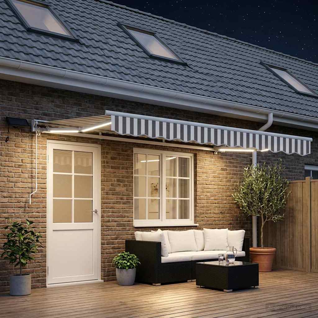 Cornice per Tenda Manuale con LED 4 × 3,5 m | homemem39