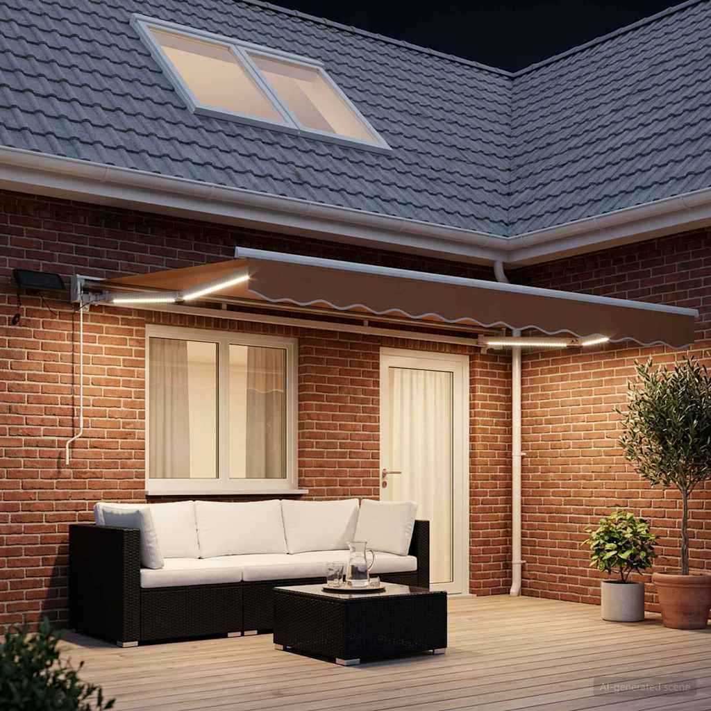 Cornice per Tenda Manuale con LED Sabbia 5 x 3 m | homemem39