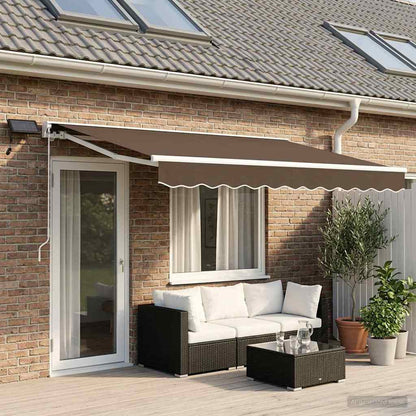 Cornice per Tenda Manuale con LED Tortora 5 × 3,5 m | homemem39