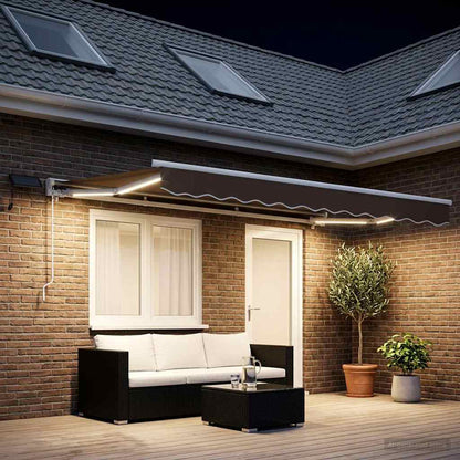 Cornice per Tenda Manuale con LED Tortora 4 x 2 m | homemem39