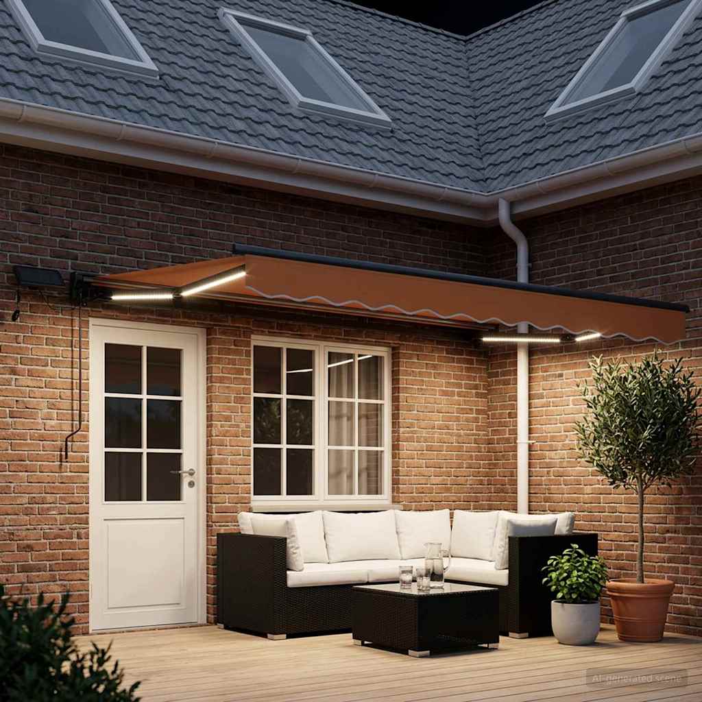 Cornice per Tenda Manuale con LED Sabbia 5 x 3 m | homemem39