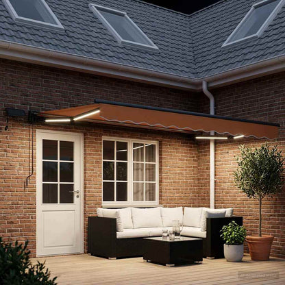 Cornice per Tenda Manuale con LED Sabbia 5 × 3,5 m | homemem39