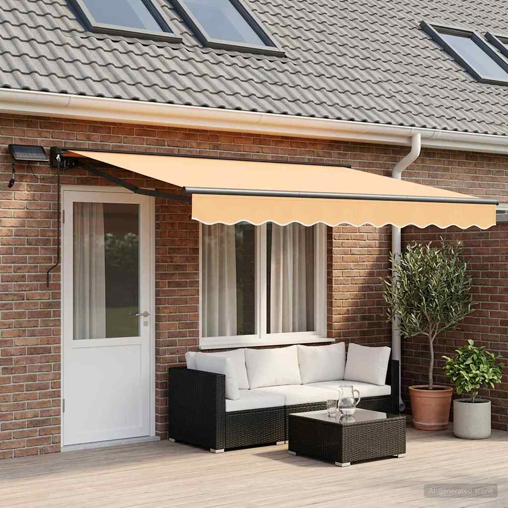 Cornice per Tenda Manuale con LED Sabbia 4,5 × 3 m | homemem39