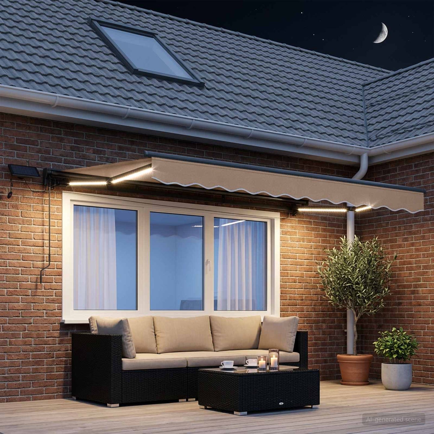 Cornice per Tenda Manuale con LED Tortora 4 x 2 m