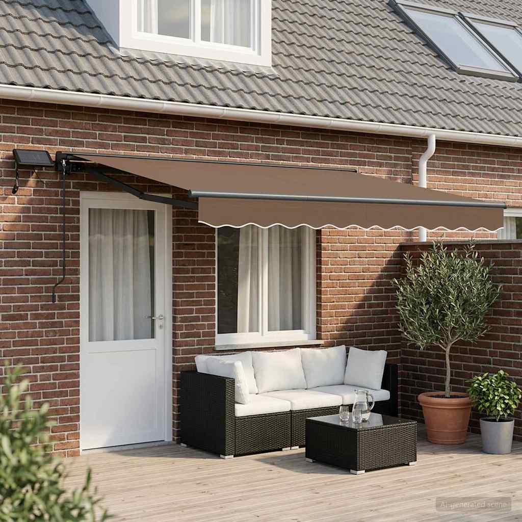 Cornice per Tenda Manuale con LED Tortora 4 × 3,5 m | homemem39