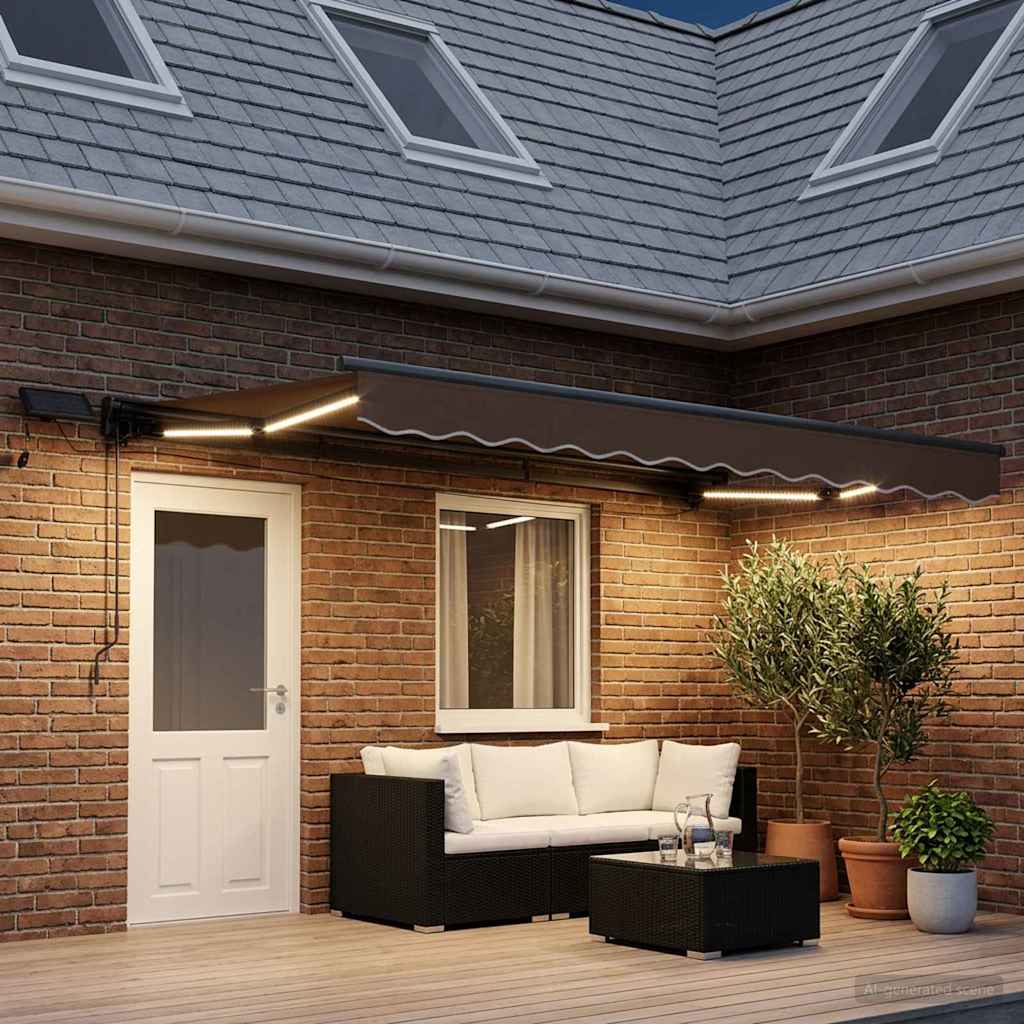 Cornice per Tenda Manuale con LED Tortora 4,5 × 3 m | homemem39