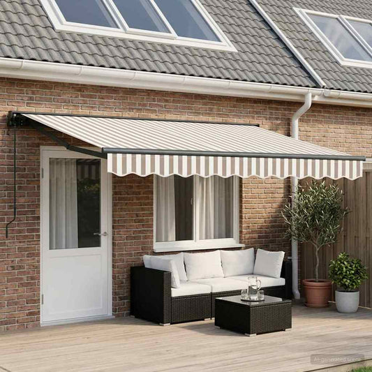 Tenda retrattile Grigio chiaro e bianco 4,5 × 3 m | homemem39