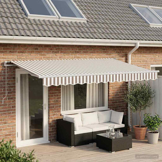Tenda retrattile Grigio chiaro e bianco 5 x 3 m | homemem39