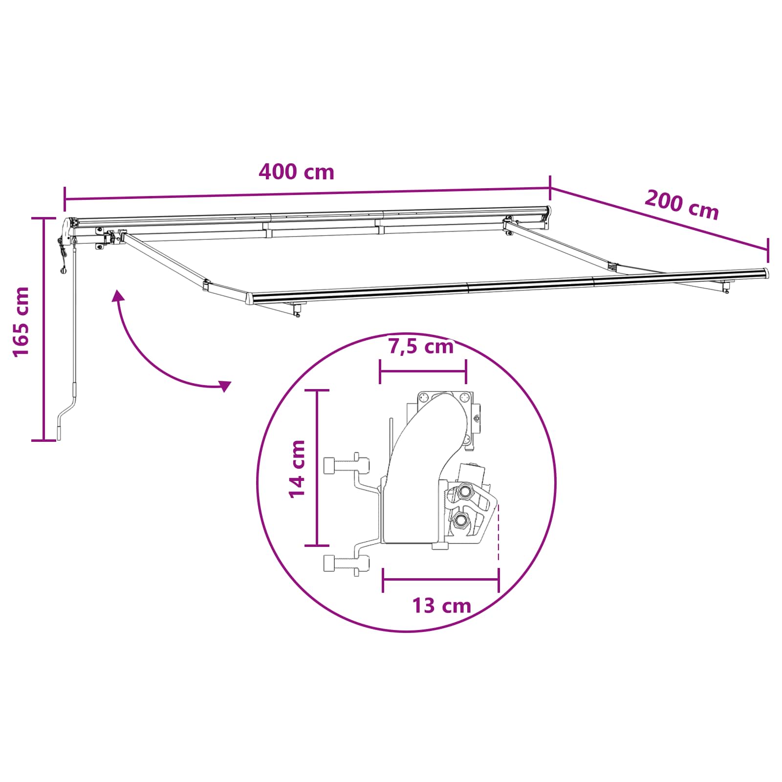 Tenda Retrattile Tortora 4 x 2 m Tessuto | homemem39