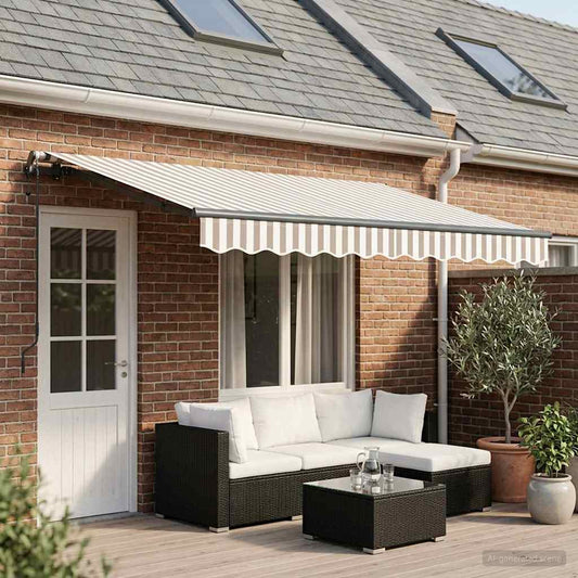 Tenda retrattile Grigio chiaro e bianco 400 × 300 cm | homemem39