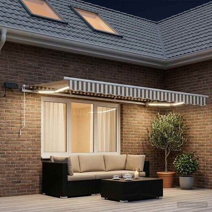 Tenda retrattile Grigio chiaro e bianco 300 x 250 cm | homemem39