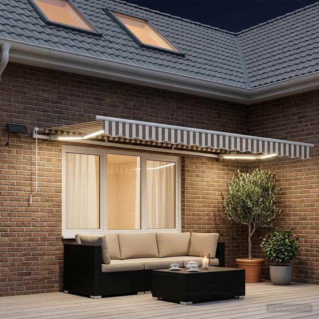 Tenda retrattile Grigio chiaro e bianco 350 x 250 cm | homemem39