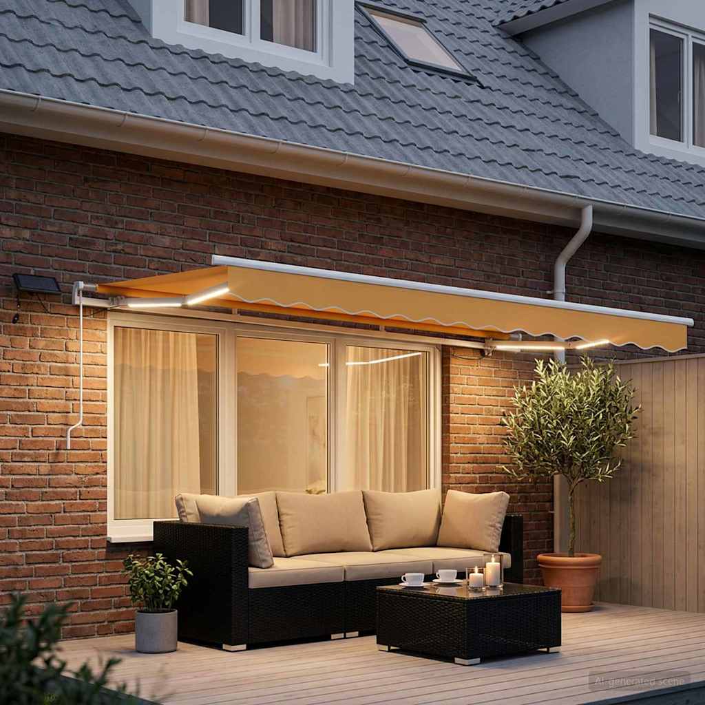 Tenda retrattile Sabbia 350 x 250 cm Tessuto e Alluminio | homemem39