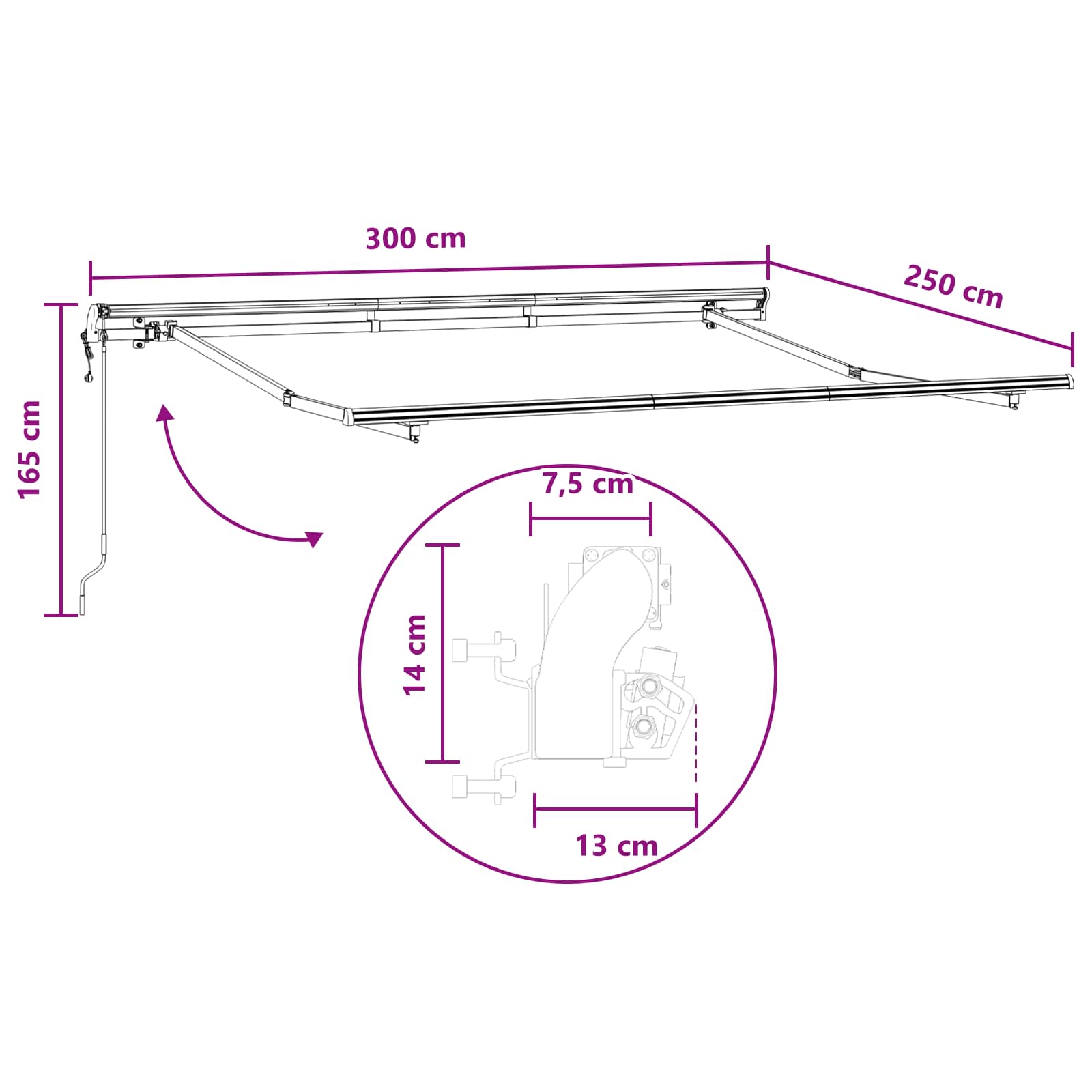 Tenda retrattile Grigio chiaro e bianco 300 x 250 cm | homemem39