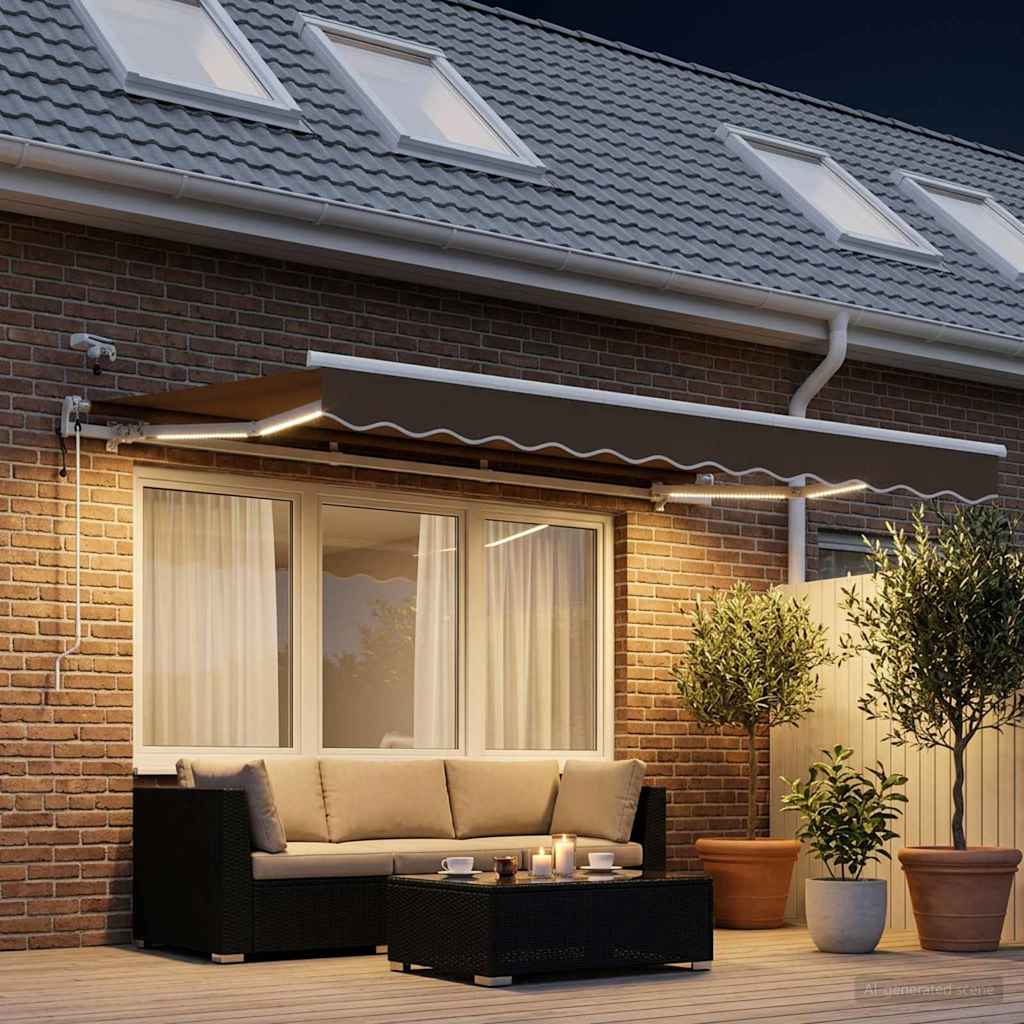 Tenda retrattile Tortora 350 x 250 cm Poliestere | homemem39