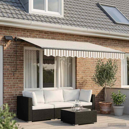 Tenda retrattile Grigio chiaro e bianco 300 x 250 cm | homemem39