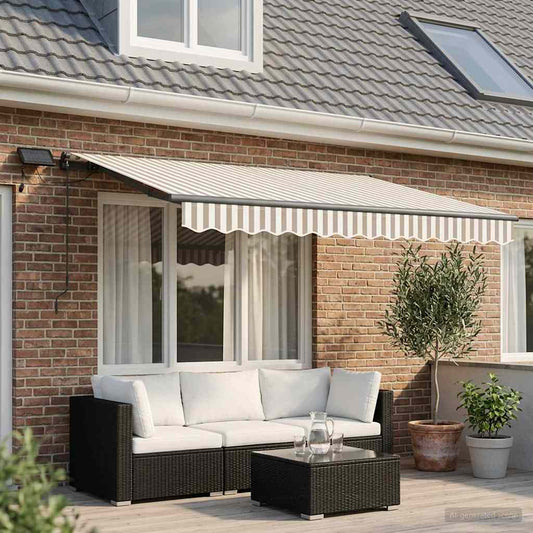 Tenda retrattile Grigio chiaro e bianco 300 x 250 cm | homemem39
