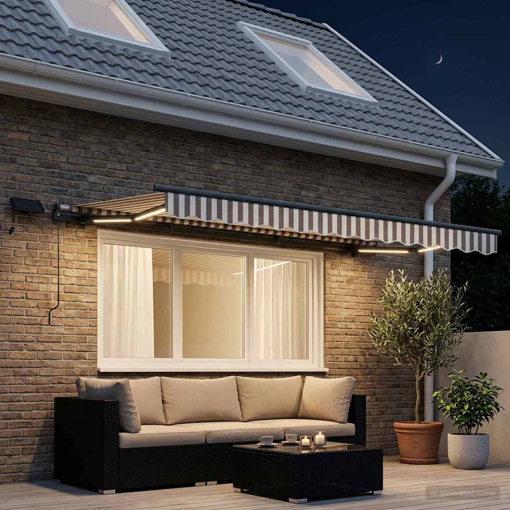 Tenda retrattile Grigio chiaro e bianco 350 x 250 cm | homemem39