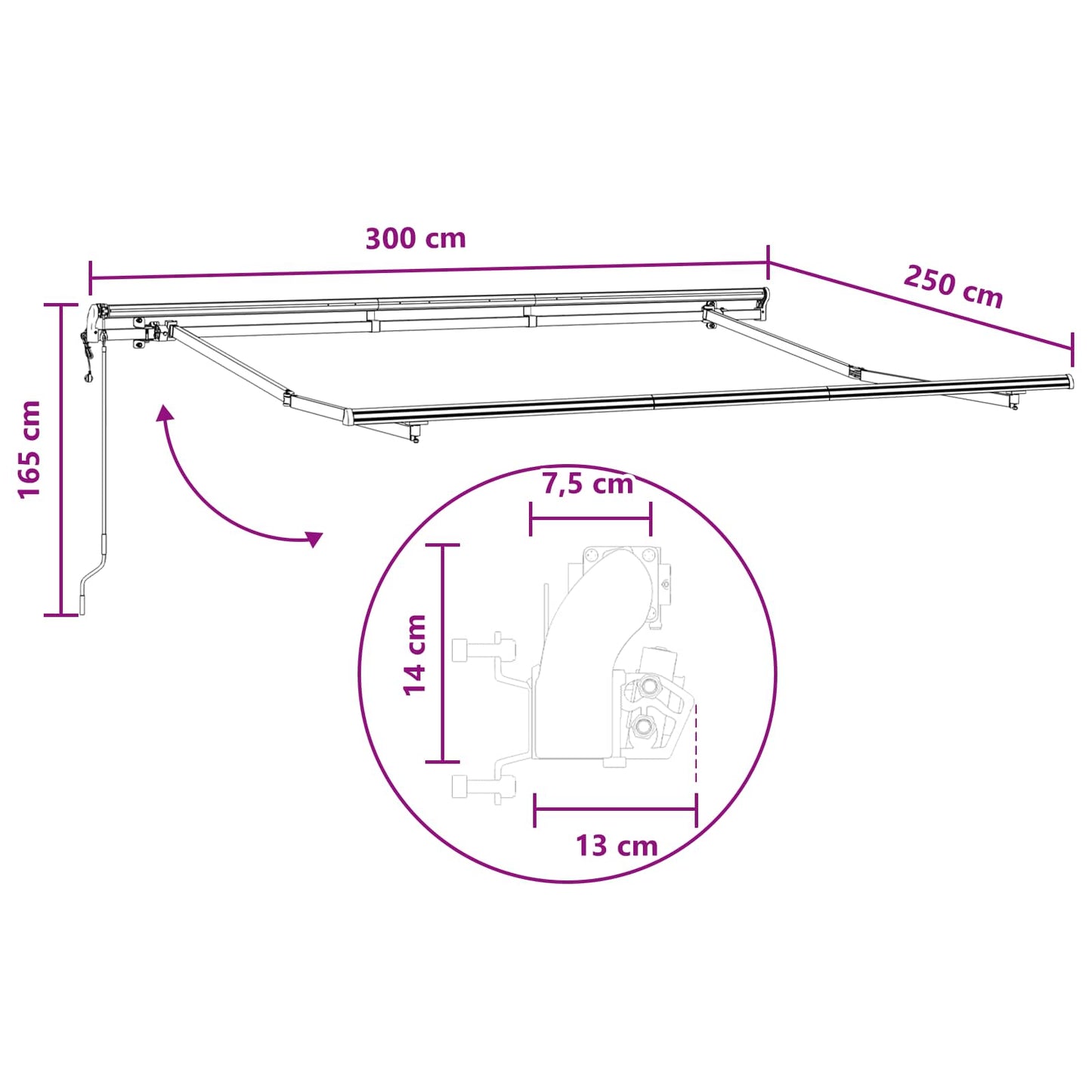Tenda retrattile Grigio chiaro e bianco 300 x 250 cm | homemem39