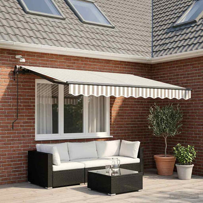 Tenda retrattile Grigio chiaro e bianco 300 x 250 cm Poliestere | homemem39