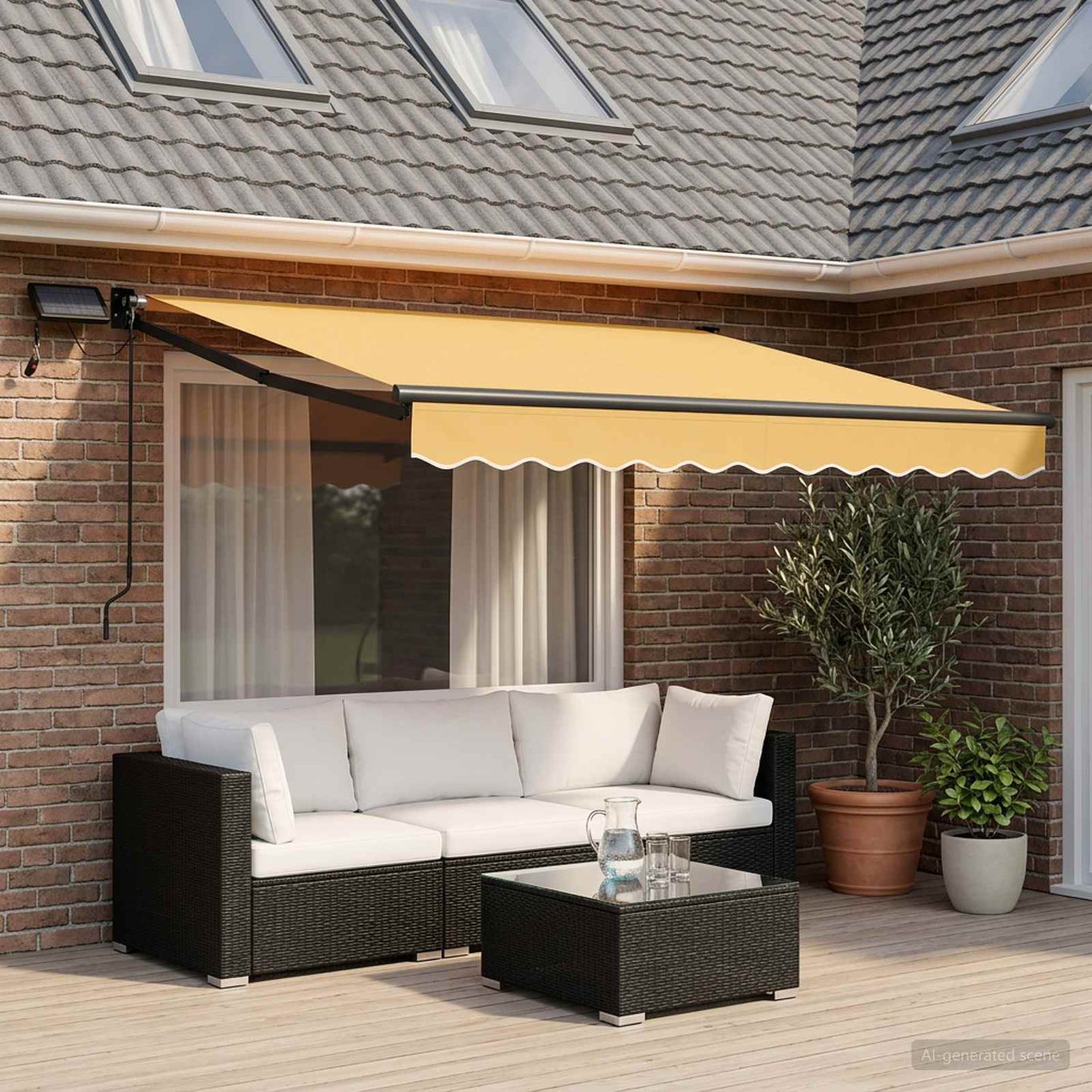 Tenda retrattile manuale con LED Sabbia