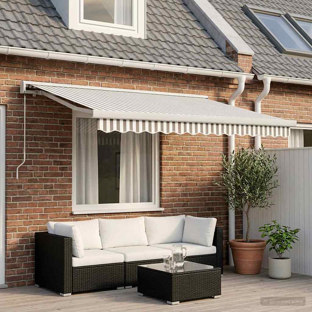 Tenda retrattile Grigio chiaro e bianco 350 x 250 cm | homemem39