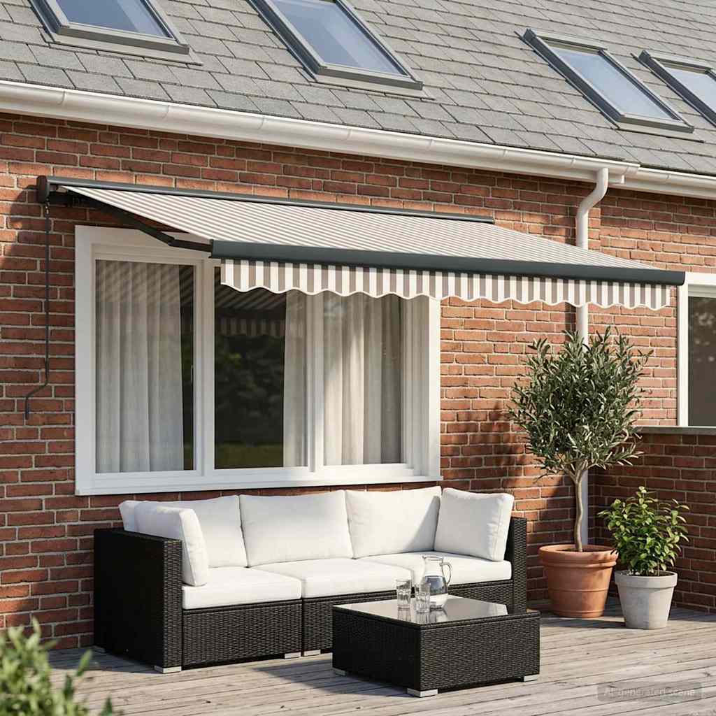 Tenda retrattile Grigio chiaro e bianco 350 x 250 cm | homemem39