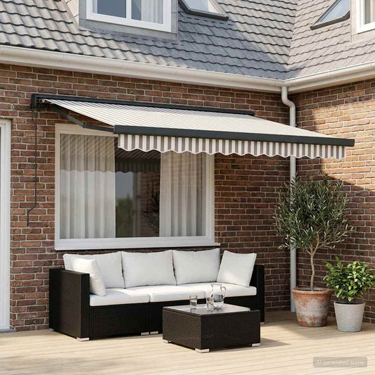 Tenda retrattile Grigio chiaro e bianco 300 x 250 cm | homemem39