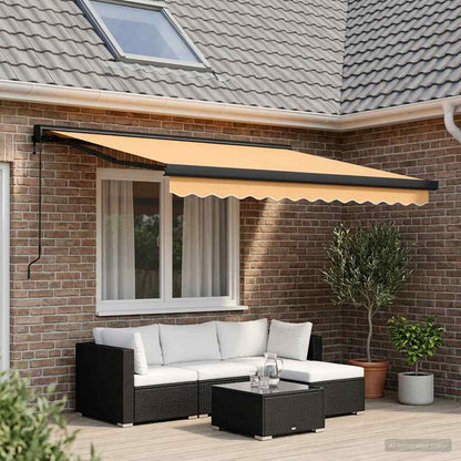 Tenda retrattile Sabbia 350 x 250 cm Tessuto e Metallo | homemem39
