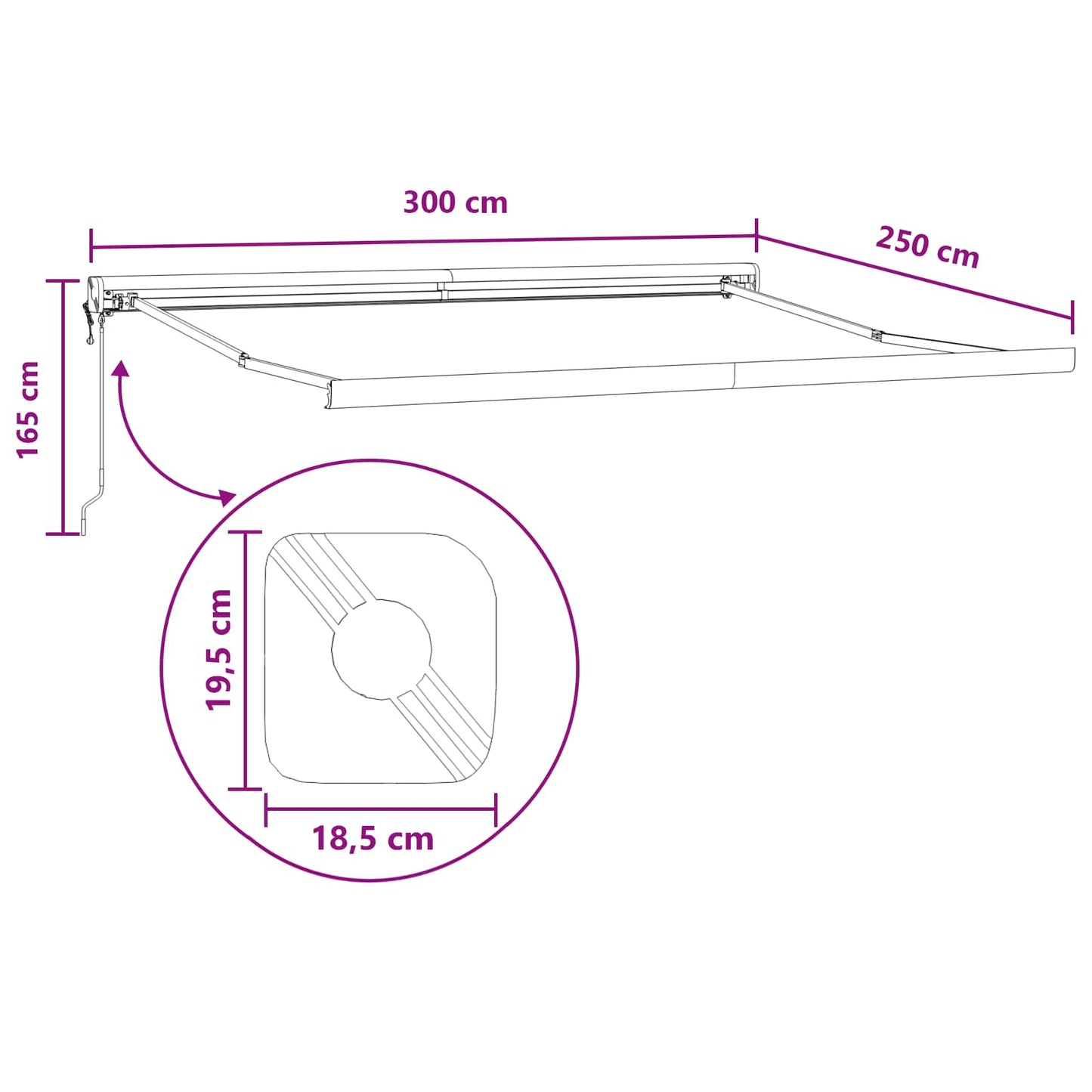 Tenda retrattile Sabbia 300 x 250 cm Tessuto e Metallo | homemem39