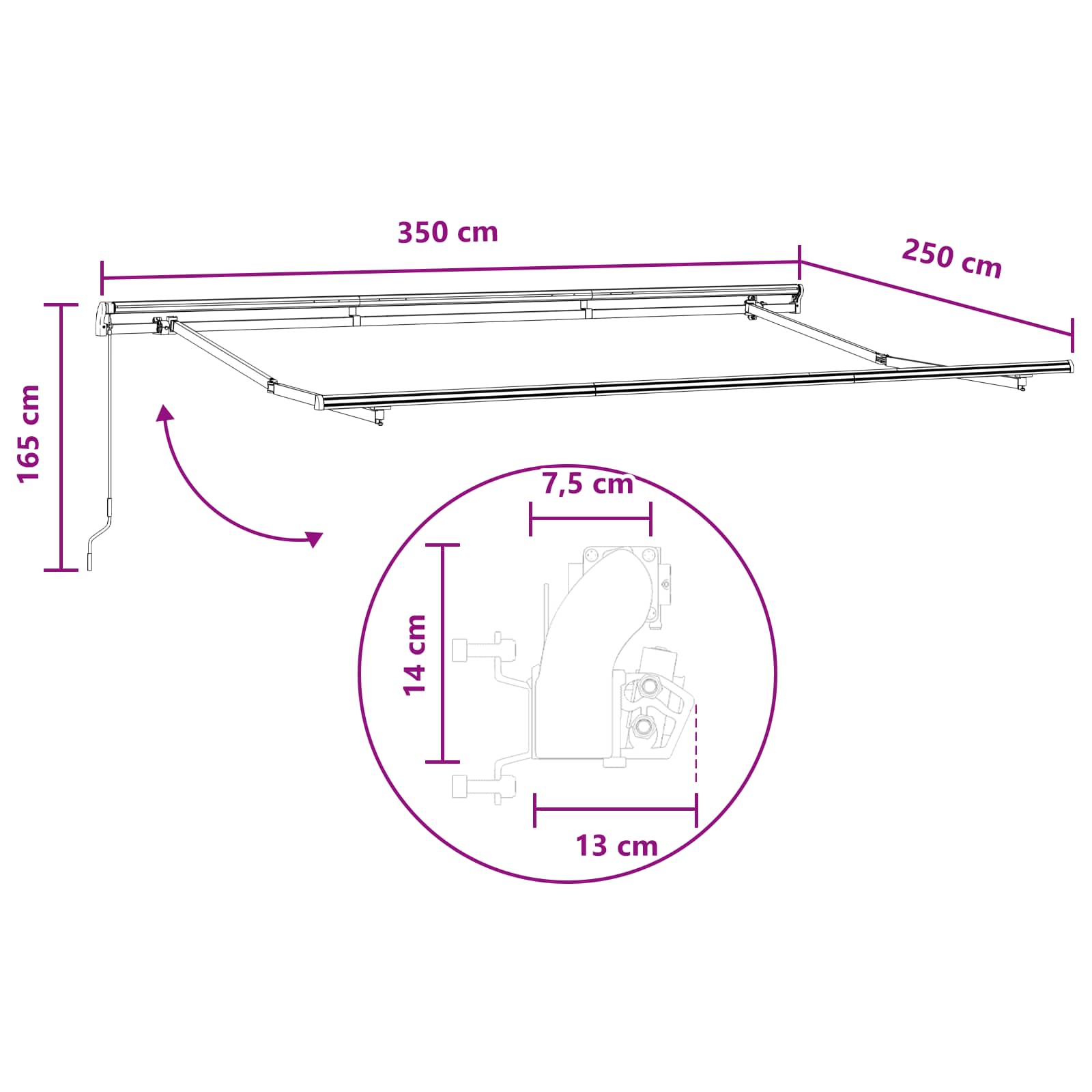 Tenda retrattile Sabbia 350 x 250 cm Poliestere e Alluminio | homemem39