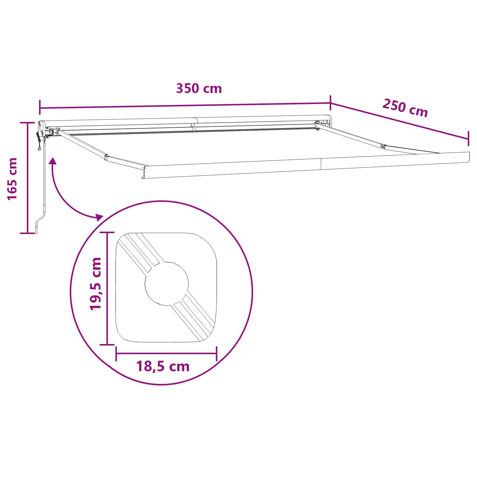 Tenda retrattile Tortora 350 x 250 cm Tessuto e Metallo | homemem39