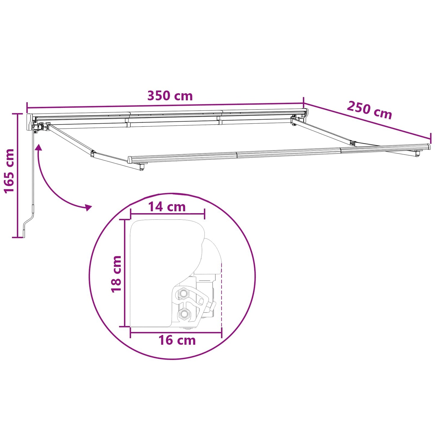 Tenda retrattile manuale Tortora 3,5 x 2,5 m | homemem39
