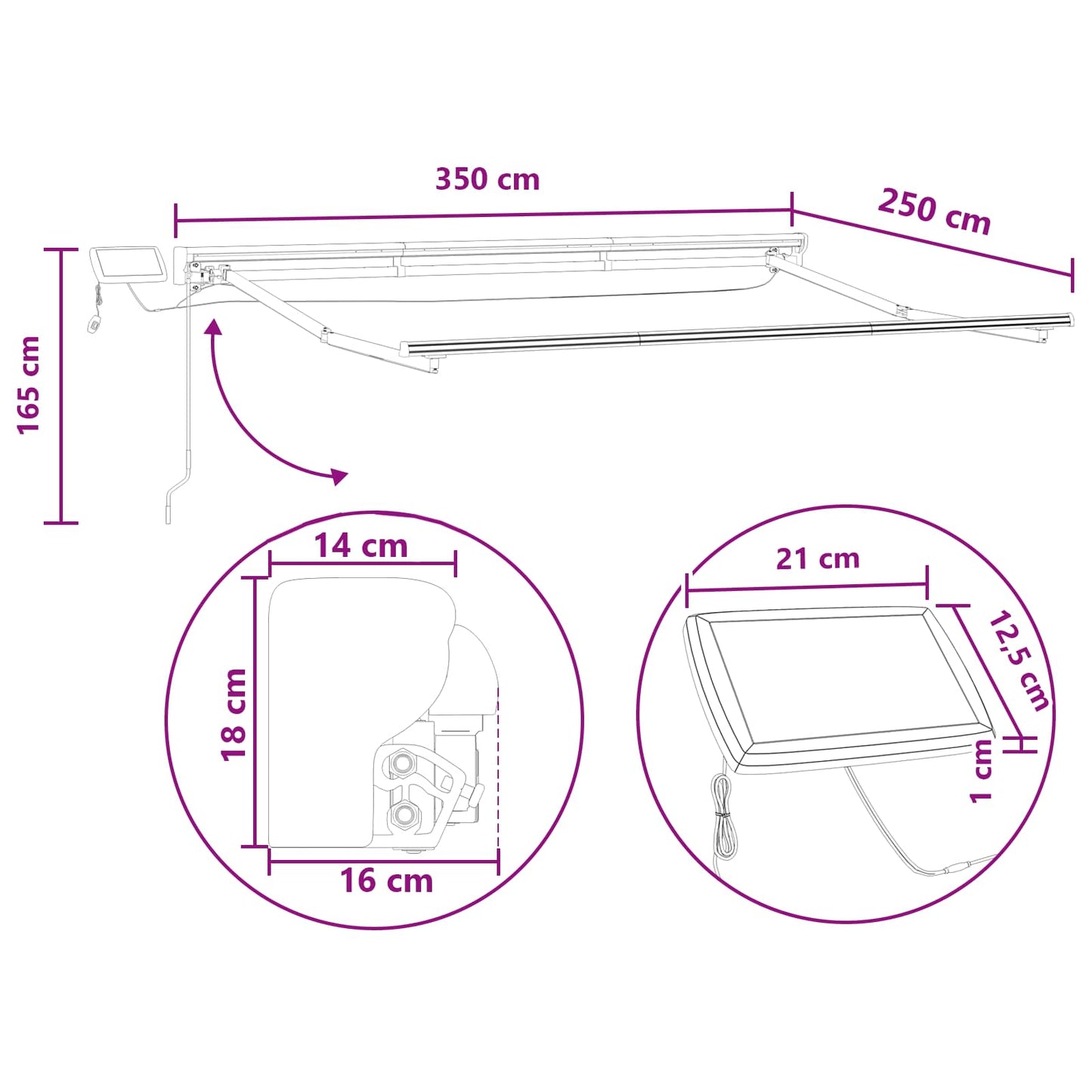 Cornice per Tenda Manuale con LED Sabbia 3,5 x 2,5 m | homemem39