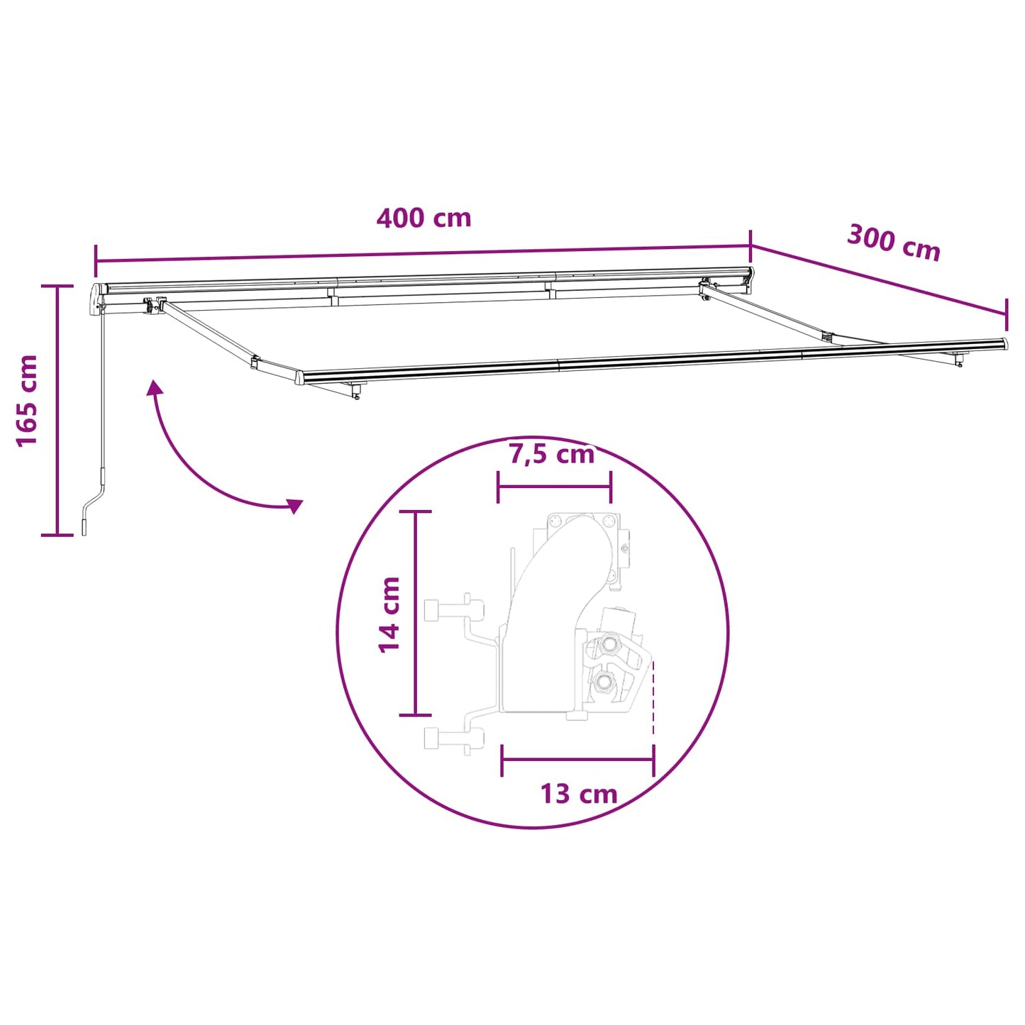 Tenda retrattile Sabbia 4 × 3 m Poliestere e Alluminio | homemem39