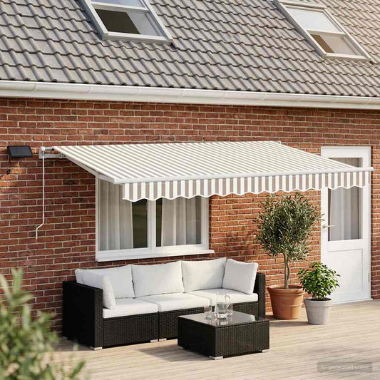 Tenda retrattile Grigio chiaro e bianco 400 × 350 cm | homemem39