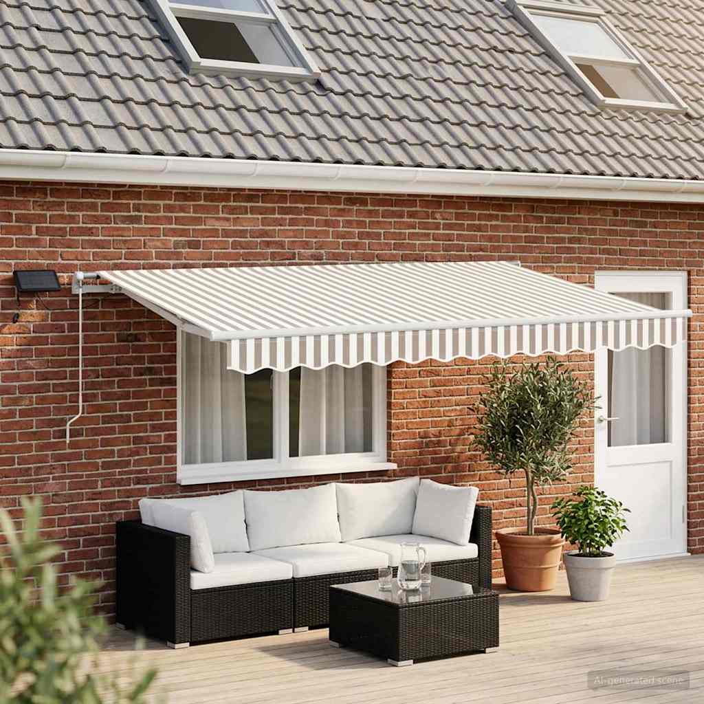 Tenda retrattile Grigio chiaro e bianco 450 × 350 cm | homemem39