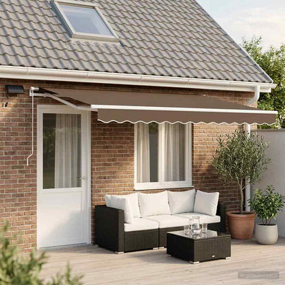 Tenda retrattile Tortora 500 × 350 cm Tessuto e Alluminio | homemem39